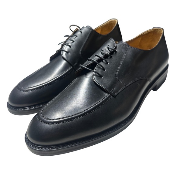Ralph Lauren Baleric Derby Shoes Mens 13 D Black Calf Leather Made in Italy NEW - Picture 4 of 8